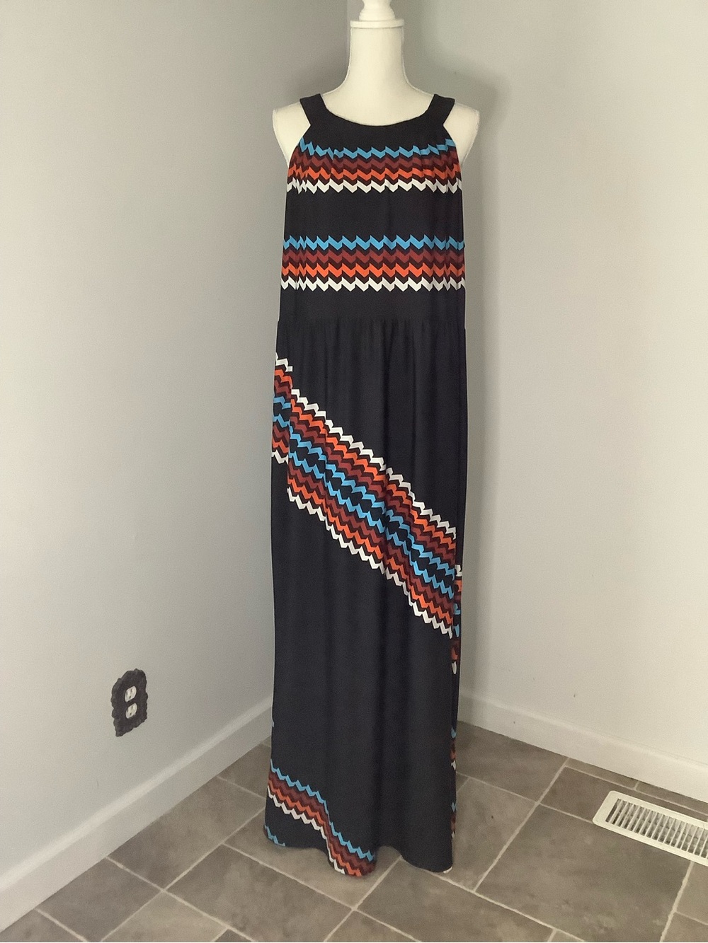 Danny & Nicole Black Dress with Pop of Orange
